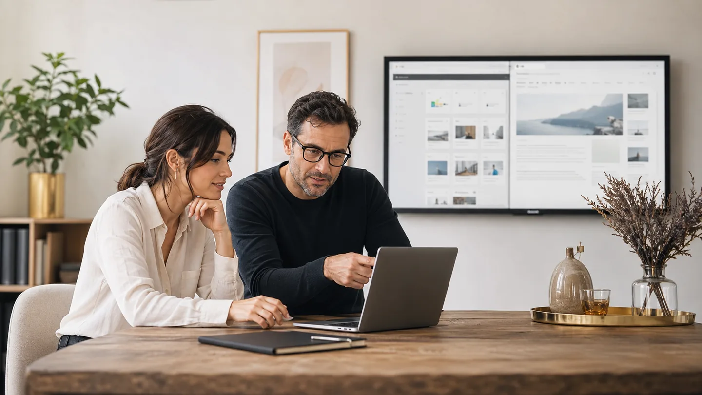Une entrepreneuse apprend à administrer, mettre à jour et sauvegarder son site WordPress avec une formatrice.