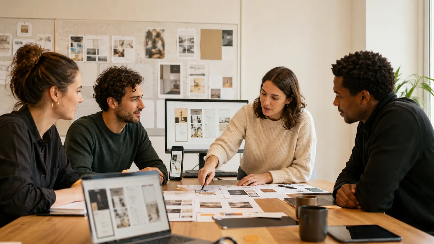Une équipe marketing construit un calendrier éditorial et analyse ses contenus pour les réseaux sociaux.